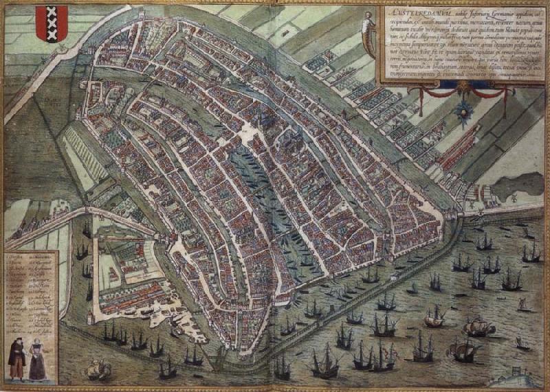REMBRANDT Harmenszoon van Rijn Map of Amsterdam from Civitates Orbis Terrarum by Georg Brau and Frans Hogenburg oil painting picture